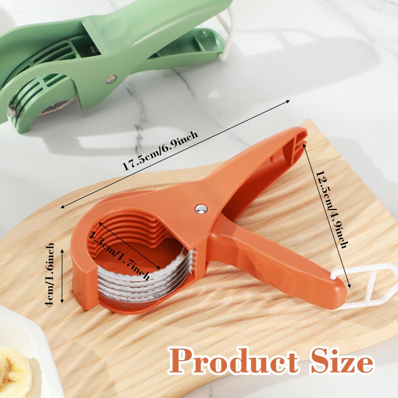 Lanties 2 Pcs Food Manual Slicer Fruit and Vegetable Cutter Stainless Steel Banana Slicer with ABS Handle for Quickly Making Fruit Vegetable Salad - Image 2