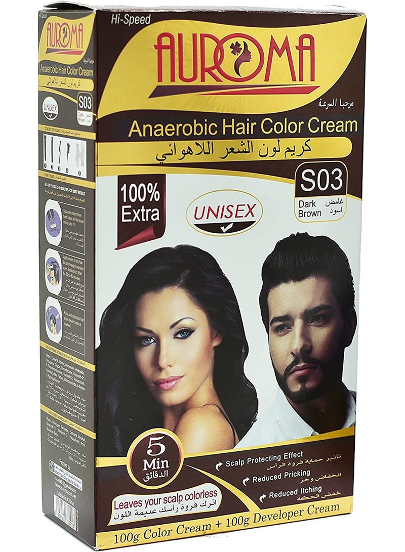 أوروما كريم صبغة الشعر اللاهوائي S03 بني داكن 200 مل - Image 1