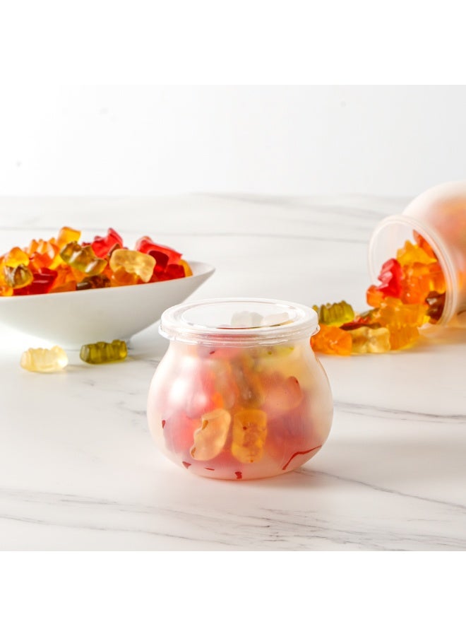 Restaurantware 3.5 Ounce Frosted Candy Jars, 100 Disposable Small Jars - Snap-On Lids Included, Bulbous Design, Clear Plastic Yogurt Parfait Jars, For Snacks, Spices, And Desserts  - Image 3