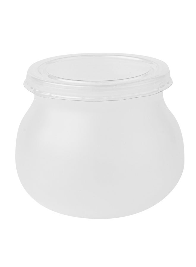 Restaurantware 3.5 Ounce Frosted Candy Jars, 100 Disposable Small Jars - Snap-On Lids Included, Bulbous Design, Clear Plastic Yogurt Parfait Jars, For Snacks, Spices, And Desserts  - Image 1