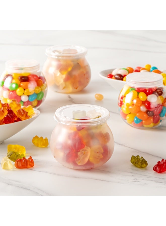 Restaurantware 3.5 Ounce Frosted Candy Jars, 100 Disposable Small Jars - Snap-On Lids Included, Bulbous Design, Clear Plastic Yogurt Parfait Jars, For Snacks, Spices, And Desserts  - Image 4