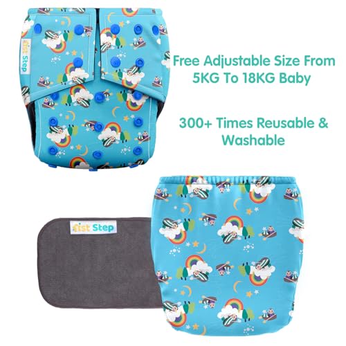 1st Step Reusable Baby Diaper Pants (5–18kg) | Washable Cloth Diaper with Bamboo Insert | 300+ Uses | Adjustable Fit with Snap Buttons | High Absorbency, Quick Dry, Leak-Proof & Stain Resistant - Image 5