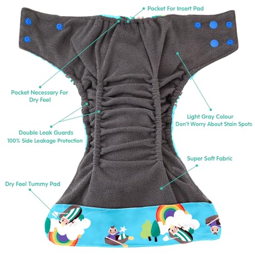 1st Step Reusable Baby Diaper Pants (5–18kg) | Washable Cloth Diaper with Bamboo Insert | 300+ Uses | Adjustable Fit with Snap Buttons | High Absorbency, Quick Dry, Leak-Proof & Stain Resistant - Image 3