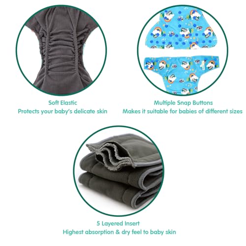 1st Step Reusable Baby Diaper Pants (5–18kg) | Washable Cloth Diaper with Bamboo Insert | 300+ Uses | Adjustable Fit with Snap Buttons | High Absorbency, Quick Dry, Leak-Proof & Stain Resistant - Image 4