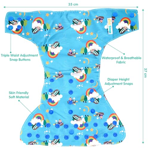 1st Step Reusable Baby Diaper Pants (5–18kg) | Washable Cloth Diaper with Bamboo Insert | 300+ Uses | Adjustable Fit with Snap Buttons | High Absorbency, Quick Dry, Leak-Proof & Stain Resistant - Image 2