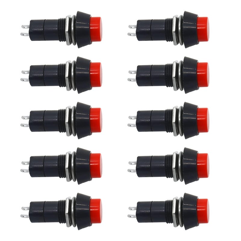 UNIVERSAL HUB Push Button 2Pin SelfLocking SPST RED OnOff Switch PACK OF 2