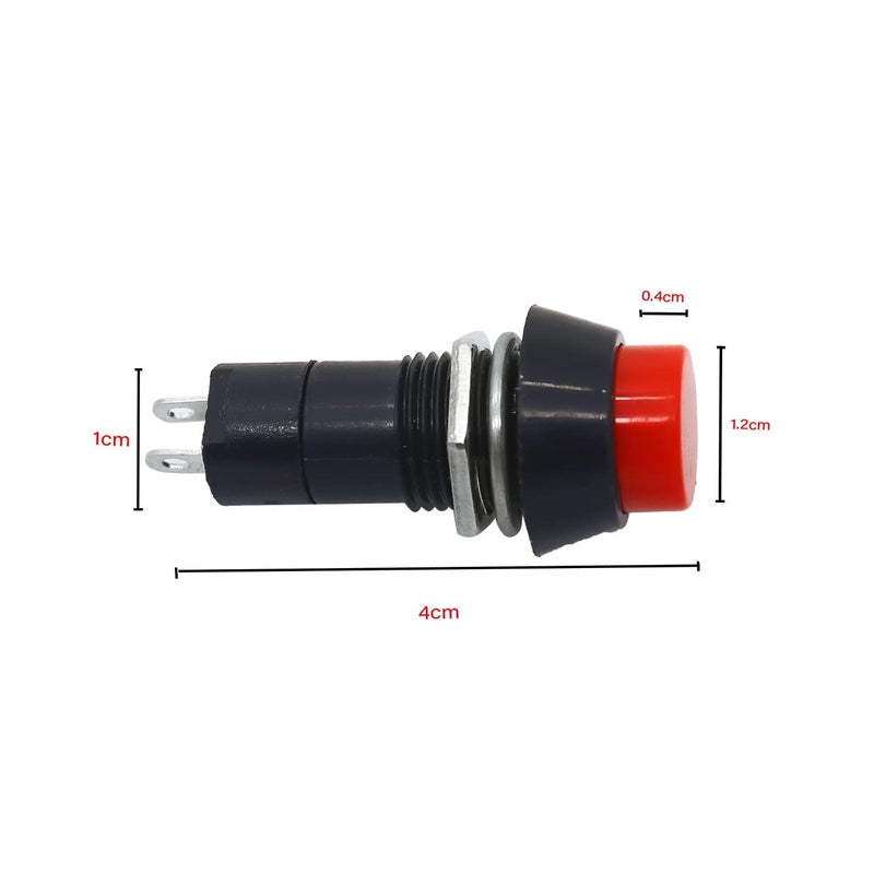 UNIVERSAL HUB Push Button 2Pin SelfLocking SPST RED OnOff Switch PACK OF 2