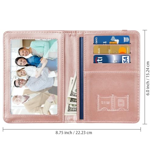 Coco Rossi Passport Cover Holder,Travel Wallet Credit Card Holder RFID Blocking Passport Wallets for Women and Men with Photo Slot, Watercolor Pink Marble - Image 2