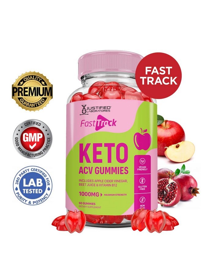 Justified Laboratories (2 Pack) Fast Track Keto ACV Gummies Advanced Formula 1000MG Fasttrack Keto Gummies Apple Cider Vinegar Formulated with Pomegranate Beet Juice Powder B12 Vegan Non GMO 120 Gummys - Image 2