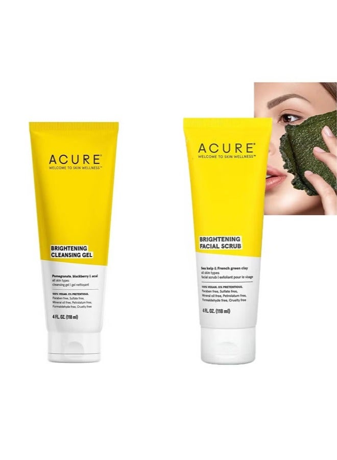 Acure 2 Pieces Per Pack, Brightening Cleansing Gel 118ml And Brightening Facial Scrub 118ml - Image 1