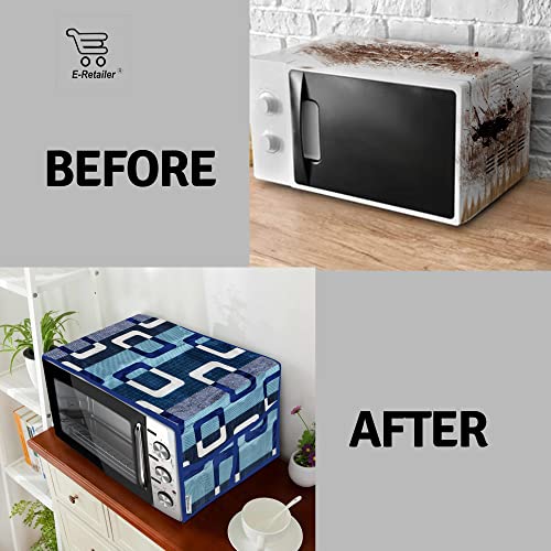 E-Retailer® Polyester 3-Layered Microwave Oven Top Cover With 4 Utility Pockets Suitable for Upto 30 Liter (Color- Blue, Size-36x14 Inches) - Image 5