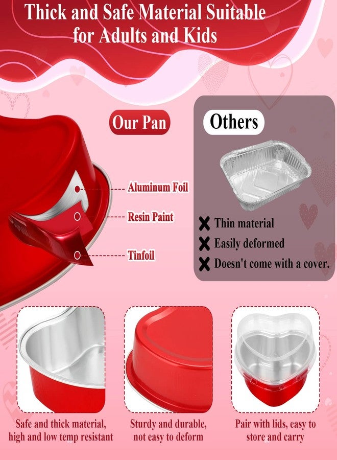 Modacraft 40 Pack Heart Shaped Cake Pans with Lids, Heart Tins with Lids for Valentine Day, Aluminum Foil Mini Cake Pans for Dessert Containers, Heart Cupcake Pan for Weddings Mother's Birthday Party - Image 5
