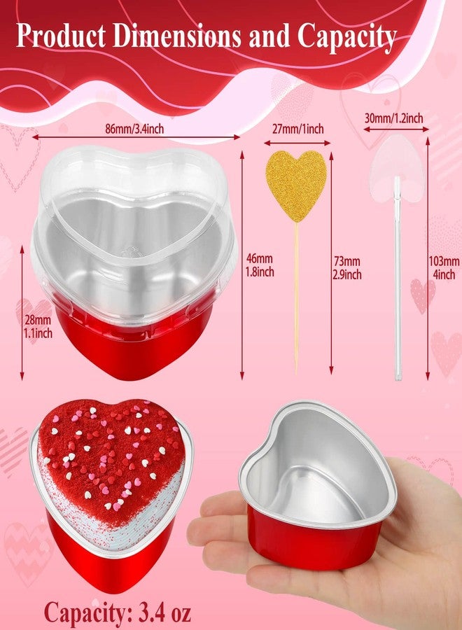 Modacraft 40 Pack Heart Shaped Cake Pans with Lids, Heart Tins with Lids for Valentine Day, Aluminum Foil Mini Cake Pans for Dessert Containers, Heart Cupcake Pan for Weddings Mother's Birthday Party - Image 4