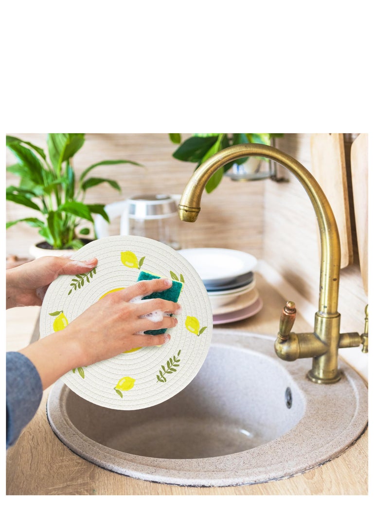 Zikra 4 Pack Flower Pattern Cotton Woven Placemats, Round Woven Cotton Table Mats, Washable Heat Resistant Non Slip Place Mats, Suitable for Home Party Wedding Restaurant (30cm) - Image 4