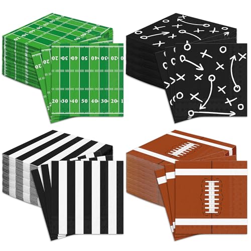 Kochorie 120 Pieces Football Disposable Cocktail Paper Napkins Football Party Decorations 65 x 65 Inch 3Ply Football Party Napkins for Football Birthday Party Favors - Image 1