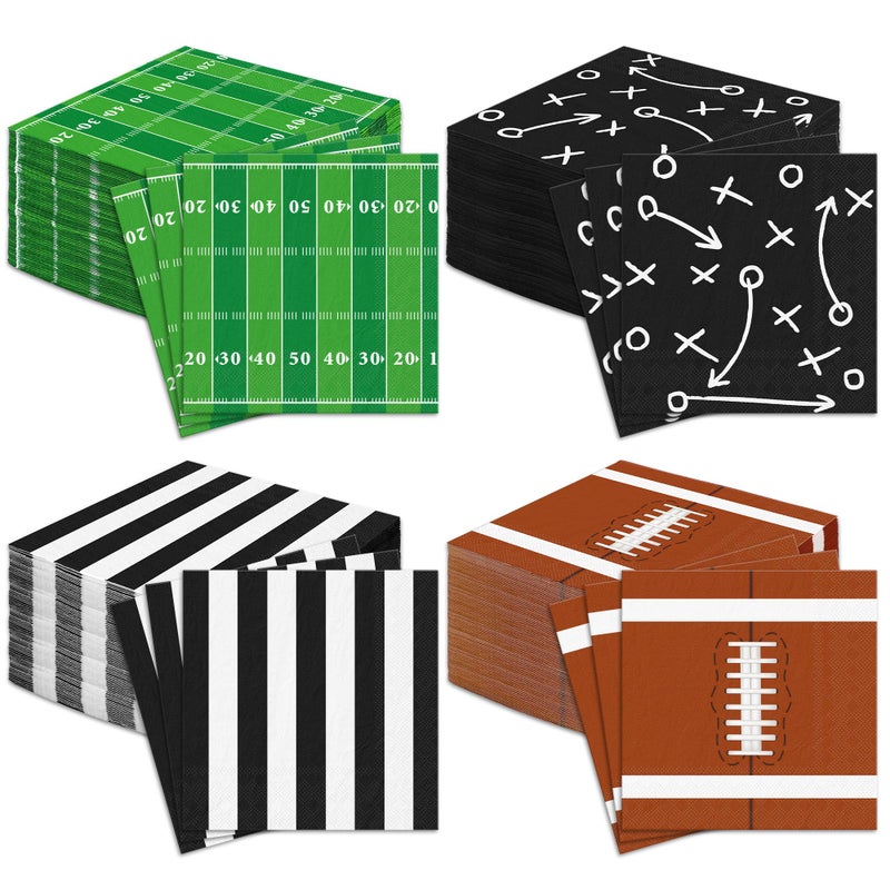 Kochorie 120 Pieces Football Disposable Cocktail Paper Napkins Football Party Decorations 65 x 65 Inch 3Ply Football Party Napkins for Football Birthday Party Favors - Image 3