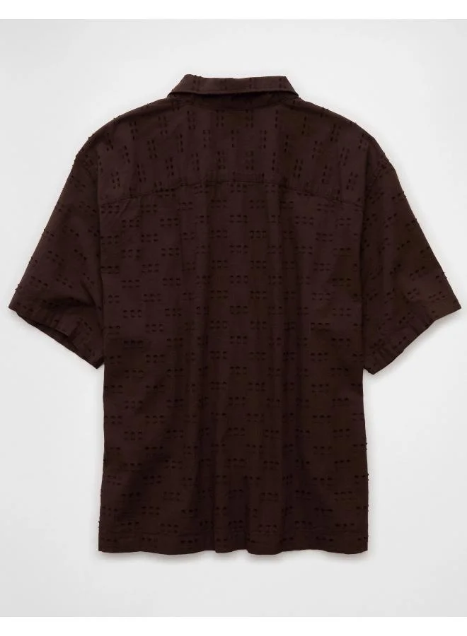 امريكان ايجل AE Checkerboard Textured Button-Up Poolside Shirt