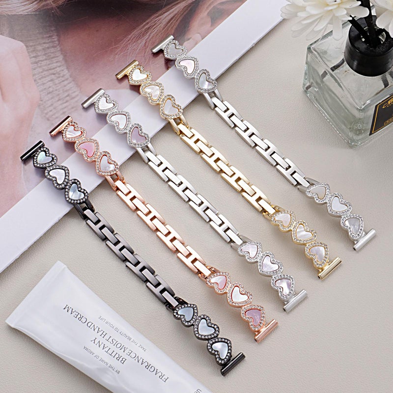 CHOiCE For Watch 42 / 44 / 45 / 46 / 49mm xDfind Heart-shaped Shell Metal Watch Band(Starlight White Shell) - Image 2