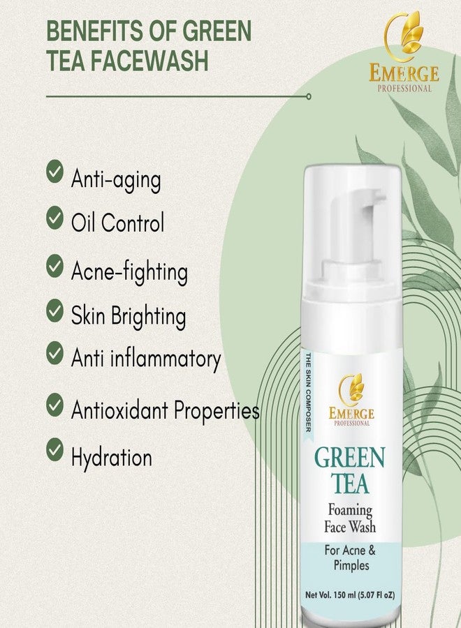 Emerge Professional Green Tea Foaming Face Wash For Gentle Cleanser for Oily & Acne-Prone Skin - Purifies Pores, Controls Oil & Refreshes Skin,150 ML - Image 2
