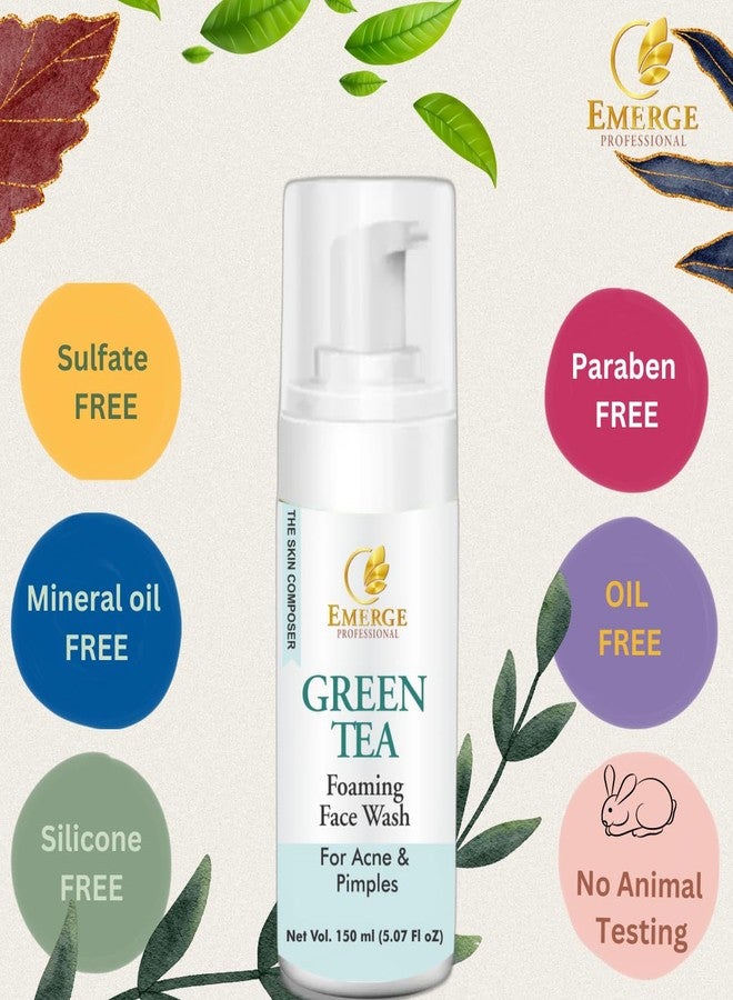 Emerge Professional Green Tea Foaming Face Wash For Gentle Cleanser for Oily & Acne-Prone Skin - Purifies Pores, Controls Oil & Refreshes Skin,150 ML - Image 4