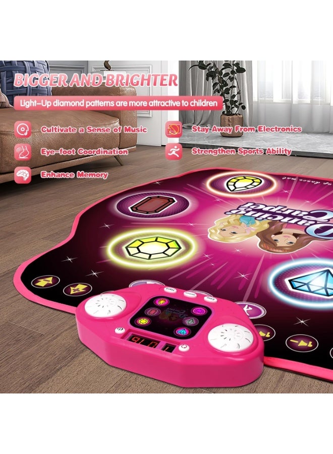 Meetion Dance Mat Toys for 3-12 Year Old Kids,Electronic Dance Pad with Light-up 6-Button & Wireless Bluetooth, 5 Game Modes Princess Dancing Mat, Birthday Xmas Gifts for 3 4 5 6 7 8 9 10+ Year Old Girls - Image 3