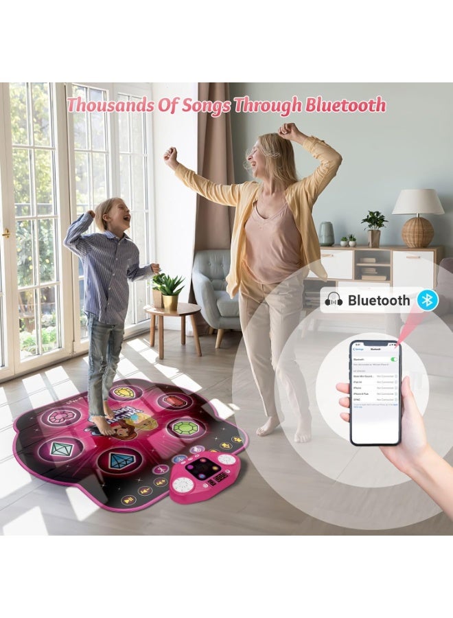 Meetion Dance Mat Toys for 3-12 Year Old Kids,Electronic Dance Pad with Light-up 6-Button & Wireless Bluetooth, 5 Game Modes Princess Dancing Mat, Birthday Xmas Gifts for 3 4 5 6 7 8 9 10+ Year Old Girls - Image 5