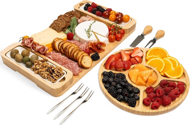 Bambüsi Bambsi Charcuterie Board Gift Set  Cheese Board  Serving Tray  Bamboo Charcuterie Boards  Gifts for Women  Housewarming Gifts for New Home Mothers Day and Wedding Gifts for Couples 2025 - Image 1