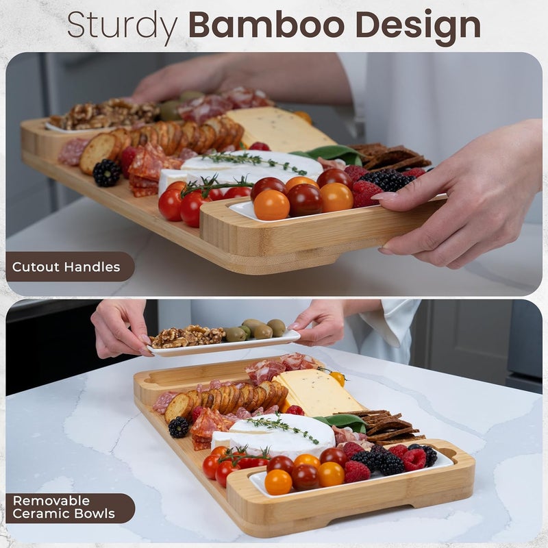 Bambüsi Bambsi Charcuterie Board Gift Set  Cheese Board  Serving Tray  Bamboo Charcuterie Boards  Gifts for Women  Housewarming Gifts for New Home Mothers Day and Wedding Gifts for Couples 2025 - Image 4