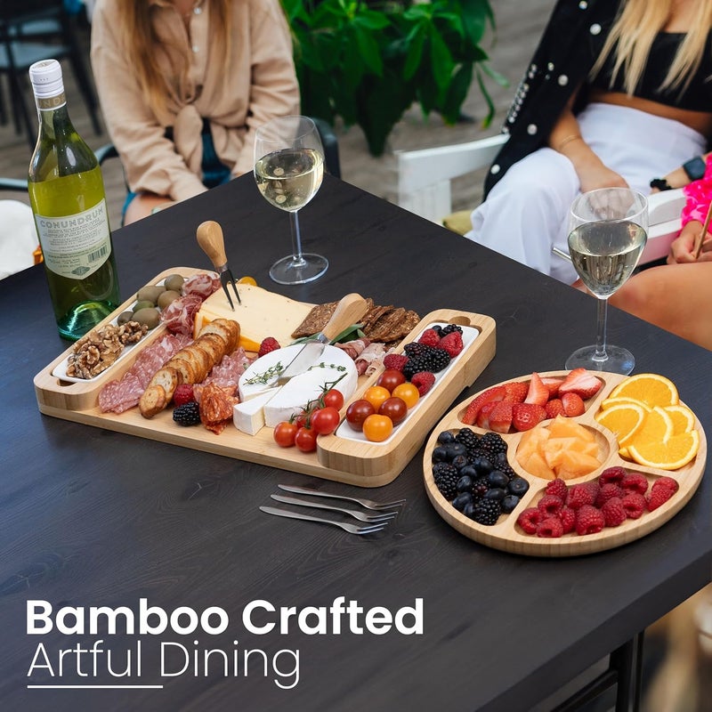 Bambüsi Bambsi Charcuterie Board Gift Set  Cheese Board  Serving Tray  Bamboo Charcuterie Boards  Gifts for Women  Housewarming Gifts for New Home Mothers Day and Wedding Gifts for Couples 2025 - Image 2