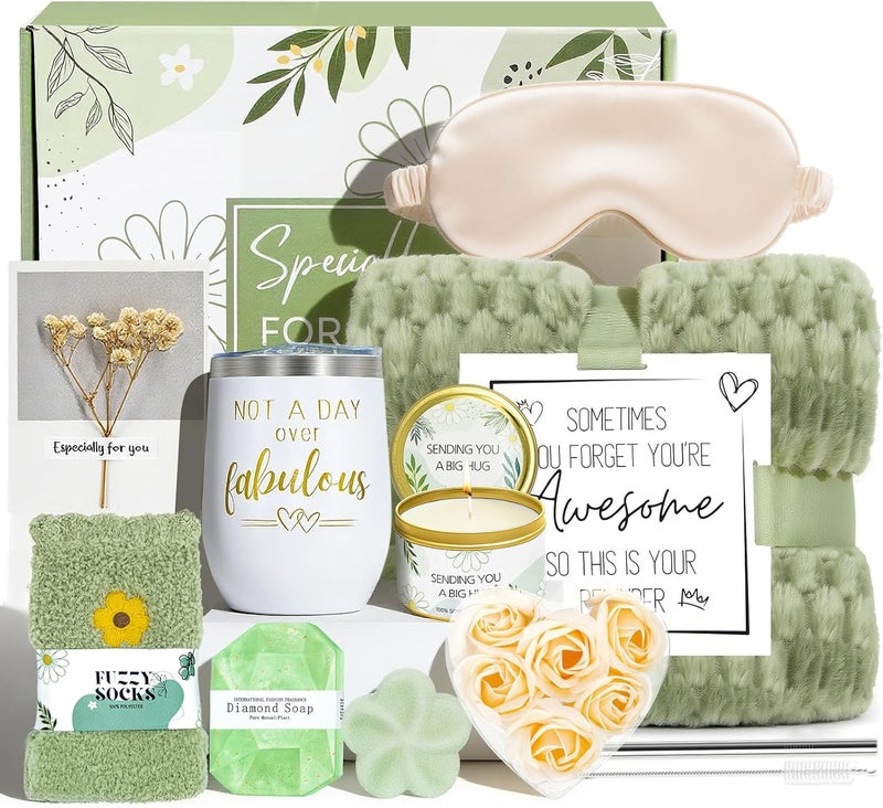 RidaaFri Birthday Gifts for Women, Self Care Gift Get Well Soon Gifts Basket for Women, Flower Relaxing Spa Gift Basket Bath Set,Unique Luxury Self Care Box Gift for Mom Her Wife Sister Girlfriend, Girl Friend - Image 1