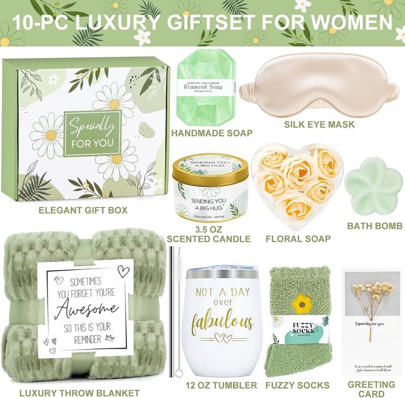 RidaaFri Birthday Gifts for Women, Self Care Gift Get Well Soon Gifts Basket for Women, Flower Relaxing Spa Gift Basket Bath Set,Unique Luxury Self Care Box Gift for Mom Her Wife Sister Girlfriend, Girl Friend - Image 2