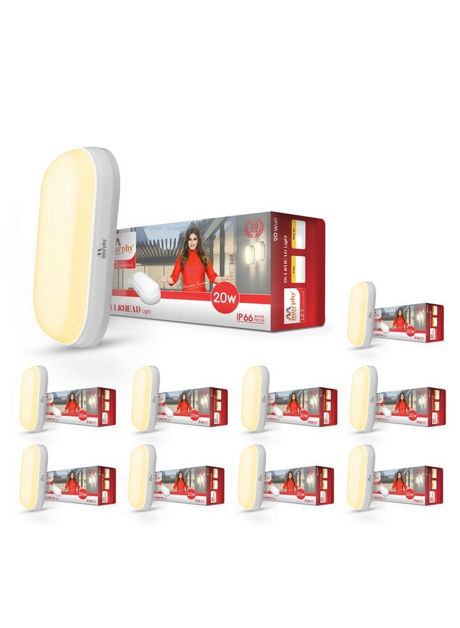 Murphy 20W LED Oval Shape Bulkhead Wall Lamp | IP66 Waterproof Outdoor Light for Gardens, Porches & Bathrooms | Warm White, Pack of 10 | 2-Year Warranty - Image 1