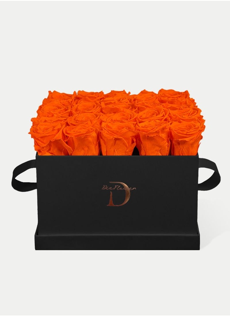Dia FLOWER - Infinity Square Box, Orange 25 ROSES LARGE - Image 1