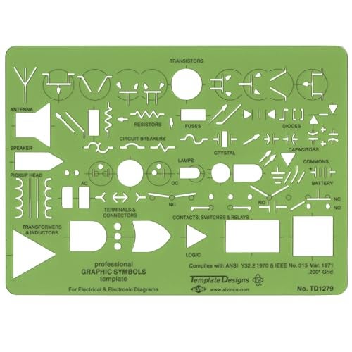 ALVIN TD1279, Electric/Electronic Template, Design Tool for Students and Professionals Size: 5" x 7" x .03" - Image 1