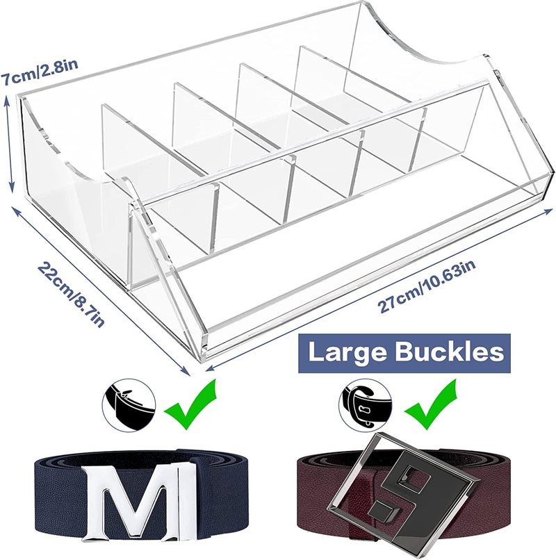 HOMANLY Acrylic Belt Organizer with Compartments for Storage Holder for Closet Drawer Clear Belt Box Display Case with Stand for Tie Bow Tie Jewelry Watch Accessories (5 SLOT) - Image 3