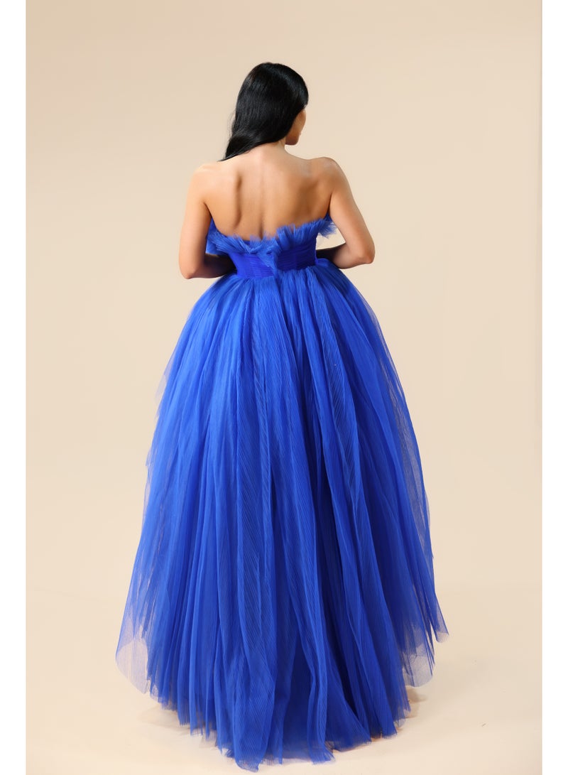FAIZ COUTURE Women's High-Low Ruffled Tulle Ball Gown – Off-Shoulder Layered Formal Dress with Free Alteration - Image 4