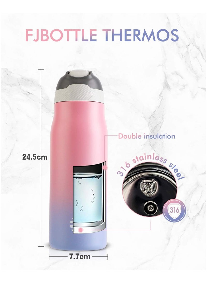 FjBottle FEIJIAN 316 Stainless Steel Water Bottle with Straw - Vacuum Insulated Metal Water Bottle - 710ml - Standard Mouth Flask - BPA Free - Leakproof Reusable Thermos Flask for Work, Gym, Travel - Image 5