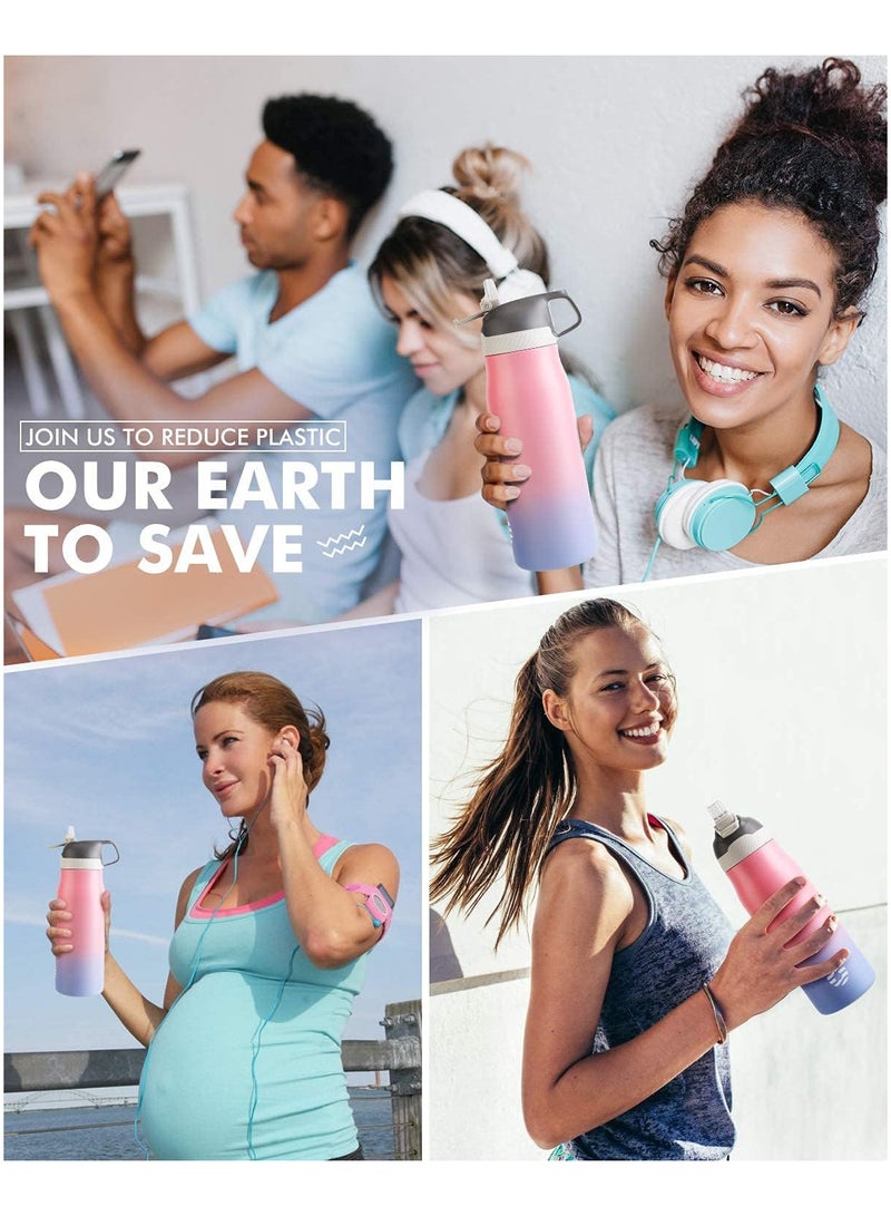 FjBottle FEIJIAN 316 Stainless Steel Water Bottle with Straw - Vacuum Insulated Metal Water Bottle - 710ml - Standard Mouth Flask - BPA Free - Leakproof Reusable Thermos Flask for Work, Gym, Travel - Image 1