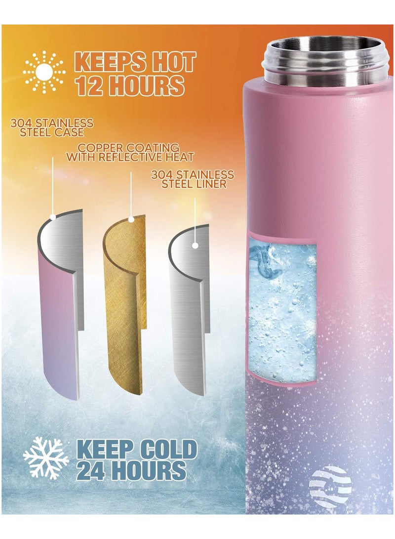 FjBottle FEIJIAN 316 Stainless Steel Water Bottle with Straw - Vacuum Insulated Metal Water Bottle - 710ml - Standard Mouth Flask - BPA Free - Leakproof Reusable Thermos Flask for Work, Gym, Travel - Image 2