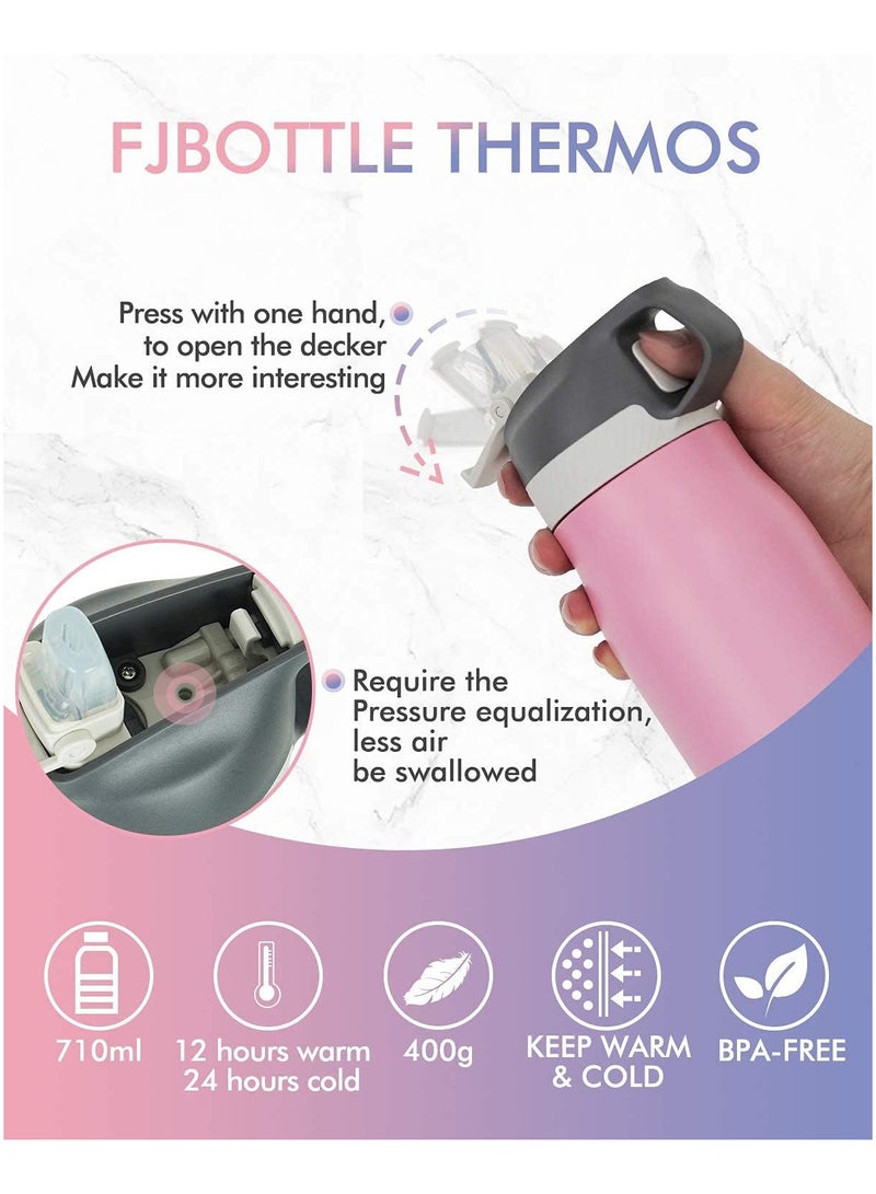 FjBottle FEIJIAN 316 Stainless Steel Water Bottle with Straw - Vacuum Insulated Metal Water Bottle - 710ml - Standard Mouth Flask - BPA Free - Leakproof Reusable Thermos Flask for Work, Gym, Travel - Image 4