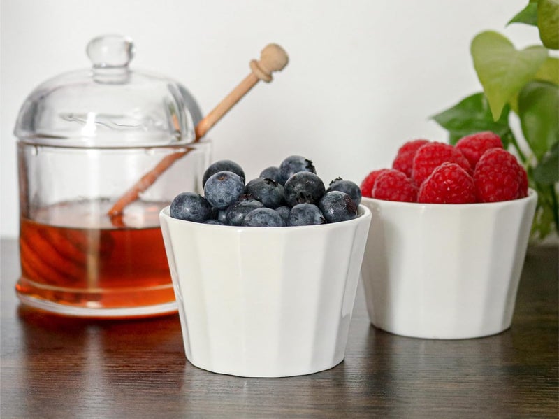 HillSpring 5 oz Porcelain Dipping Bowls Pinch Bowl Set White Small Bowls for Prep Sauces and Charcuterie Board Set of 4 - Image 2