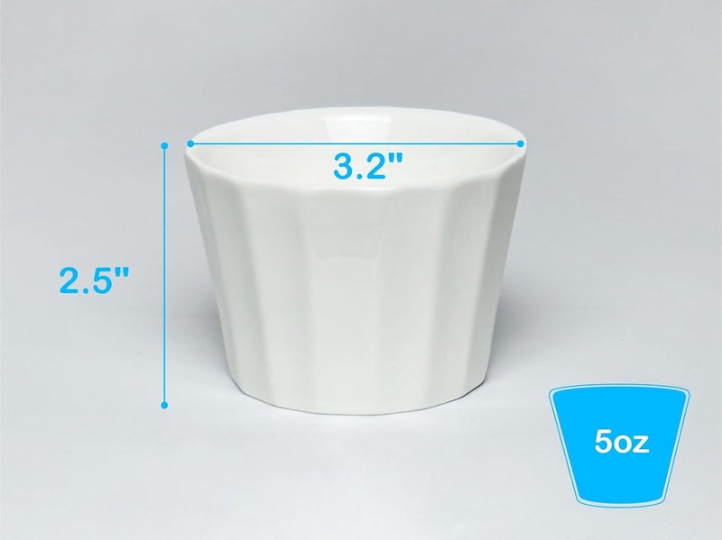 HillSpring 5 oz Porcelain Dipping Bowls Pinch Bowl Set White Small Bowls for Prep Sauces and Charcuterie Board Set of 4 - Image 5