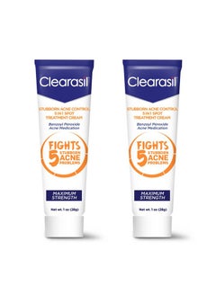 Clearasil Learasil Stubborn Acne Control 5 In 1 Spot Treatment Cream Maximum Strength Benzoyl Peroxide Acne Medication 1 Oz Fights Blocked Pores Pimple Size Excess Oil Acne Marks & Blackhe (Pack Of 2)  - Image 1