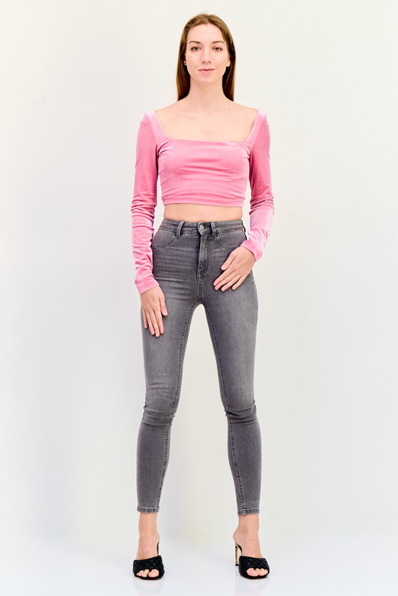 Reserved Women Slim Fit Washed Stretchable Denim Jeans, Light Grey - Image 3