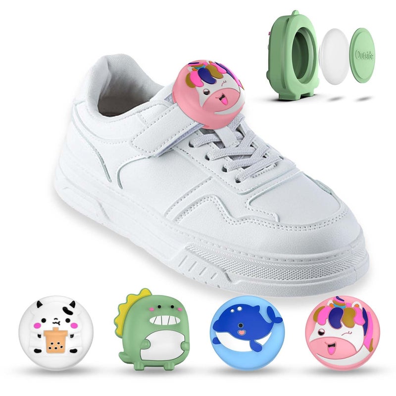 BIQIRE [4-Pack] for AirTag (Gen 1 & 2) Shoes Holder, Waterproof AirTag Holder Kids Hidden Silicone Cartoon Cute Airtag Case for Children's Shoelaces & Straps (Green/White/Blue/Pink) - Image 1