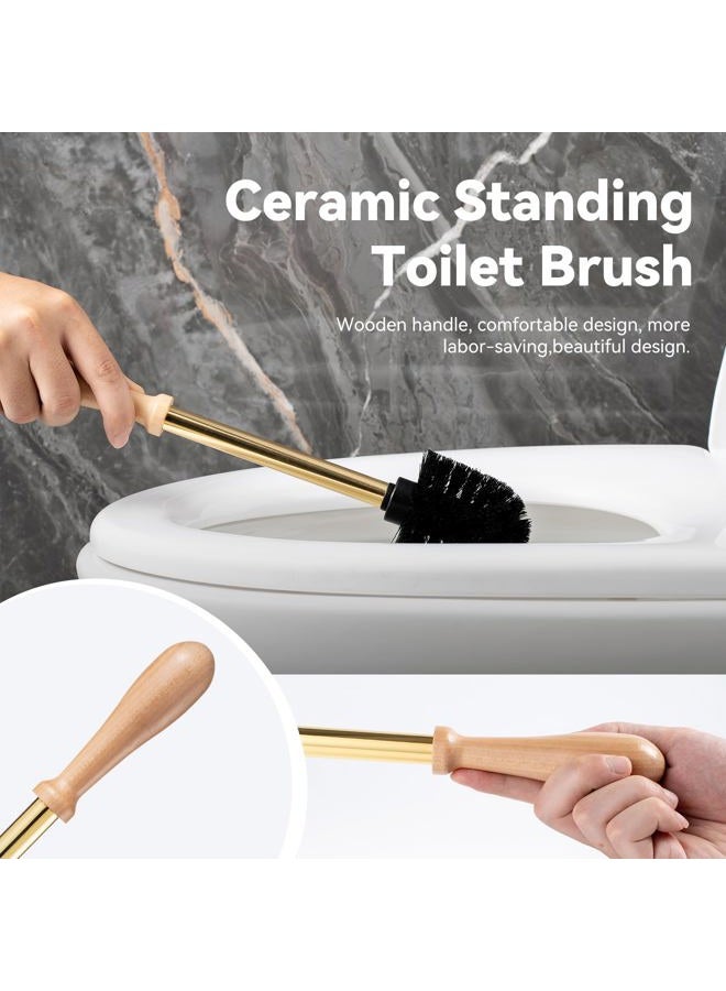 BASDHE Turtle Base Toilet Brush Set - Gold Ceramic Toilet Scrubber Brush 7.5” Bowl Cleaner with Ergonomic Handle, Mini Cute Bathroom Cleaning Brush - Bathroom Decor - Image 5