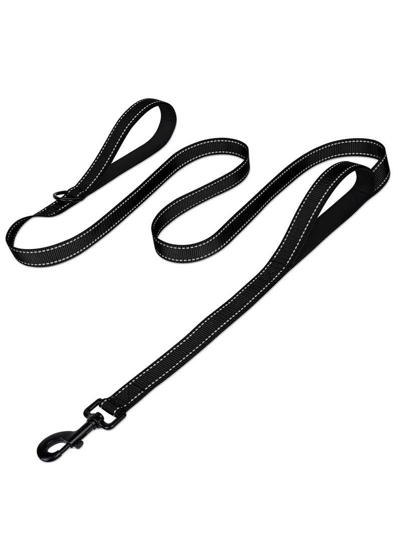 طوق كلب ثقيل مزدوج المقبض للكلاب المتوسطة والكبيرة، 25 مم × 1.5 م، للكلاب المتوسطة والكبيرة، أسود - Image 1