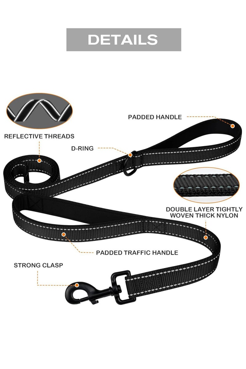 طوق كلب ثقيل مزدوج المقبض للكلاب المتوسطة والكبيرة، 25 مم × 1.5 م، للكلاب المتوسطة والكبيرة، أسود - Image 3