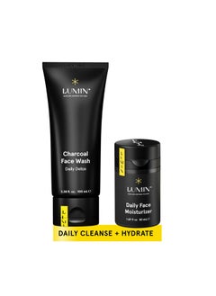 - Dynamic Duo - Skin Care Kit For Men - Includes: Charcoal Face Wash Daily Detox & Daily Face Moisturizer,Suitable For All Skin Types, Daily Use, Two Month Supply