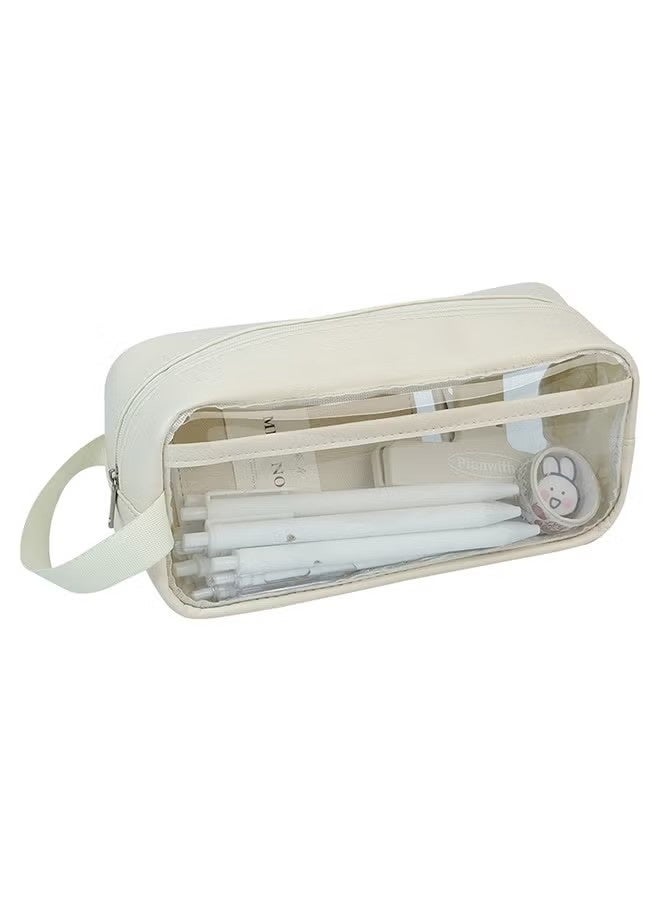 حافظة أقلام رصاص كبيرة السعة، حقيبة أقلام رصاص شفافة متعددة الوظائف محمولة باليد، حقيبة قرطاسية بسيطة، حقيبة أقلام جمالية للمدرسة، فتاة مراهقة، صبي، مكتب، بالغين - Image 1